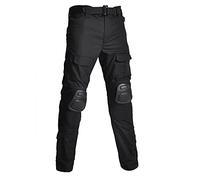 Lilychan Mens Military Tactical Casual Camouflage Multi-Pocket BDU Cargo Pants Trousers with Knee Pads (Black, 32)-1