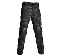 Lilychan Mens Military Tactical Casual Camouflage Multi-Pocket BDU Cargo Pants Trousers with Knee Pads (CP-Black, 34)-1