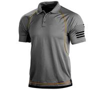 Lilychan Men's Short Sleeve Shirt Cargo Tactical Military Pullover T-Shirt Quick Dry Army Combat Polo Shirts (Grey, Large)