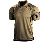Lilychan Men's Short Sleeve Shirt Cargo Tactical Military Pullover T-Shirt Quick Dry Army Combat Polo Shirts (Brown, X-Large)