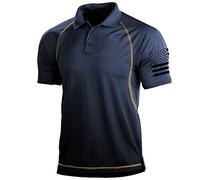 Lilychan Men's Short Sleeve Shirt Cargo Tactical Military Pullover T-Shirt Quick Dry Army Combat Polo Shirts (Blue, XX-Large)