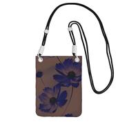 LILYDIARY Cell Phone Crossbody Bag for Girl Women, Black Strap, Polyester Material, Adjustable and Detachable Shoulder Strap Purple Stamens in Full Bloom Pattern