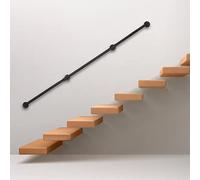 Lilyeriy Pipe Stair Handrail 12FT/3.6M Metal Stairs Handrail for Indoor Outdoor Wall Mounted Balustrade Non-Slip Industrial Iron Pipe Railing Diameter 3.2 cm Handrail