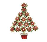 Lilylin Designs Red Green Enamel Christmas Poinsettia Brooch with Crystals Holiday Ornaments Metal No Gemstone Metal No Gemstone