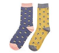 LilyRosa® Bee Socks Navy Blue Mustard Bees Sock Ladies (2 Pairs)