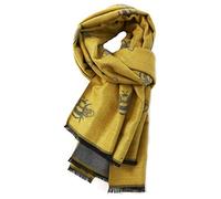 LilyRosa® Bee Winter Scarf Reversible Cosy Warm Blanket Shawl Scarfs Bees Large Grey Pink Blue Mustard Orange (Mustard Grey)