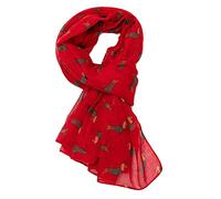 LilyRosa® Dachshund Scarf Grey Navy Blue Teal Red Turquoise Soft Ladies Sausage Dog (Red)