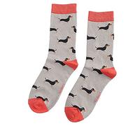 LilyRosa® Dachshund Socks Ladies Colourful Sausage Dog Sock Girls Bamboo Mix (One Pair) (Grey)