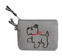 LilyRosa® Grey Embroidered Scottie Dog Coin Ladies Purse West Highland Terrier