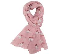 LilyRosa® Jack Russell Scarf White Blue Purple Mustard Navy Pink Grey Ladies Dog Print Shawl Wrap Scarves (Pink)