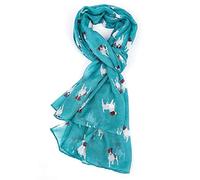LilyRosa® Jack Russell Scarf White Blue Purple Mustard Navy Pink Grey Ladies Dog Print Shawl Wrap Scarves (Blue)
