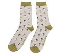 LilyRosa Mens Bee Socks Men Boys 6-11 Bamboo Bees Insect Mustard Blue Grey 1 Pair (Grey)