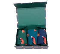 LilyRosa Mens Fox Socks Foxes Boys Men 6-11 Box 3 Pairs Teal Green Navy Blue