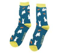 LilyRosa Mr Heron Men's Bunny Rabbit Socks One Size (7-11) Bamboo Blend Crew Mid Calf 1 Pair (UK, Numeric, 7, 11, Regular, Regular, Blue)