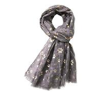 LilyRosa® Paw Print Scarf Rose Gold Foil Ladies Dog Cat Dogs Cats Grey Teal Green Blue Purple (Grey)