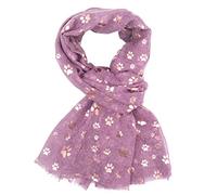 LilyRosa® Paw Print Scarf Rose Gold Foil Ladies Dog Cat Dogs Cats Grey Teal Green Blue Purple (Purple)