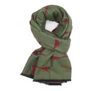 LilyRosa Pheasant Winter Scarf Reversible Cosy Warm Blanket Shawl Scarfs Navy Blue Green Grey Red Pink (Green Red)