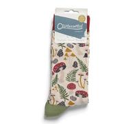 LilyRosa Quintessential Bird Flower Strawberry Funghi Sheep Horse Hedgehog Tree Design Womens Socks 4-7 Bamboo 1 Pair Pink Blue (Funghi)