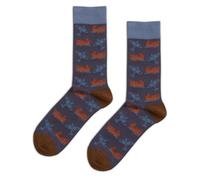 LilyRosa Quintessential Mens Steam Trains Planes Socks 8-11 Bamboo 1 Pair Blue New With Tags