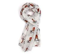 LilyRosa® Red Nose Rudolph Reindeer Scarf Ladies Christmas Rudolph Xmas Shawl, Secret Santa Gift Idea (White)