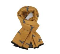 LilyRosa Sausage Dog Dachshund Winter Scarf Reversible Blanket Shawl Scarfs Large (Mustard)