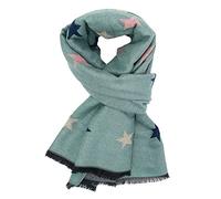 LilyRosa® Star Design Winter Scarf Reversible Colourful Stars Ladies Soft Cosy Wrap Duck Egg Blue
