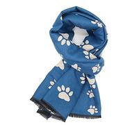 LilyRosa Thick Paws Design Winter Scarf Reversible Paw Print Ladies Soft Cosy Border Wrap Blue Mustard Grey Pink Navy