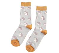 LilyRosa Womens Hedgehog Socks, Girls Ladies 3-7 Pink Green Grey Mustard 1 Pair (Cute Grey)