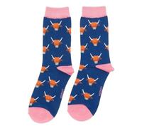 LilyRosa Women's Highland Cow Socks 3-7 Blue Pink Duck Egg Green Teal Girls Ladies Women 1 Pair (UK, Numeric, 3, 7, Regular, Regular, Pink)