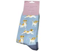 LilyRosa Women's Jack Russell Terrier Dog Socks Green Blue Grey