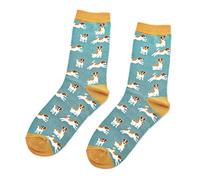 LilyRosa Womens Jack Russell Terrier Dog Socks Green Blue Grey Dogs 3-7 Bamboo Mix 1 Pair Ladies (Turquoise)