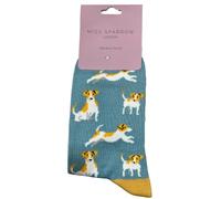 LilyRosa Womens Jack Russell Terrier Dog Socks Turquoise