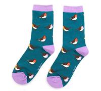 LilyRosa Women's Robin Birds Socks Robins Bird Girls Bamboo 3-7 Red Yellow Grey Green Duck Egg Blue