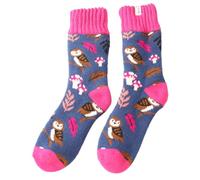 LilyRosa Women's Winter Socks Girls Ladies 3-7 Women MIss Sparrow Novelty Ankle Socks Adult (Owl Navy)