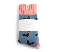 LilyRosa Women's Winter Socks Girls Ladies 3-7 Women MIss Sparrow Novelty Ankle Socks Adult (Sausage Dog Blue)