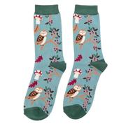 LilyRosa Women's Woodland Owl Socks Girls Ladies 4-7 Women 1 Pair (UK, Numeric, 4, 7, Regular, Regular, Duck Egg Blue)