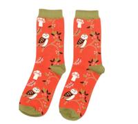 LilyRosa Women's Woodland Owl Socks Girls Ladies 4-7 Women 1 Pair (UK, Numeric, 4, 7, Regular, Regular, Orange)