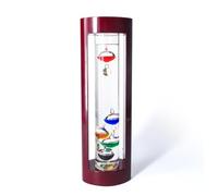Lily's Home 12 Inch Galileo Thermometer with Cherry Finish Wooden Frame, 5 Multi Colored Balls & Gold Tags 64ºF-80ºF, Ideal Gift for Friends and Family, Indoor & Outdoor Home Décor