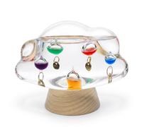 Lily's Home 3D Cloud Galileo Glass Thermometer - Decorative Indoor Room Thermometer with Wood Base - Multi-Colored Spheres Display 64ºF-80ºF - Ideal Decoration for Home/Office