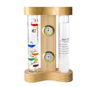 Lily's Home Analog Weather Station with Galileo Thermometer, Precision Quartz Clock & Hygrometer, Fitzroy Storm Glass, Gift for Friends and Family, Holiday Gift, Indoor & Outdoor Décor (7" x 4.4")