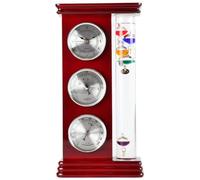 Lily's Home Analog Weather Station with Galileo Thermometer, Precision Quartz Clock (Silver), Barometer & Hygrometer, Gift for Family or Friends, Indoor and Outdoor Home Décor (6" L x 2" W x 12" H)