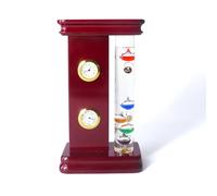 Lily's Home Analog Weather Station with Galileo Thermometer, Quartz Clock & Hygrometer, Glass Wood Frame Design, Ideal Gift for Friends & Family, Indoor & Outdoor Décor (4.2” x 2.2” x 7.1”)