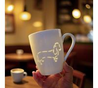 Lily's Home Ceramic Coffee Mug with Hollowed Dog Pattern - White Porcelain Mug - Microwave & Dishwasher Safe - Perfect for Coffee, Cappuccino, Latte, Tea - Gift for Dog Lovers, Housewarming - 13.5 oz