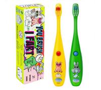 Lily's Home Children’s Funny Farting Toothbrush, Soft Bristles, Minute Electric Brushing Timer, Cute Boy Girl Dentist Prize, Age 3+, Assorted Color Animal Designs, Pig & Rabbit