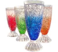 Lily's Home Frosted Freezer Milkshake Glasses, 12 oz Set of 4 - Double Wall Insulated Acrylic with Liquid Gel for Root Beer Floats, Smoothies & Ice Cream Sodas, Home Bar, Kitchen, Party & Dessert Shop