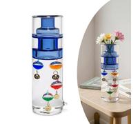 Lily's Home Galileo Glass Thermometer with Mini Vase - Indoor Room Temperature Display 64ºF-76ºF - 4 Floating Spheres - Decorative Flower Holder - Home & Office Tabletop Accent - 1.9x1.9x5.9 Inches