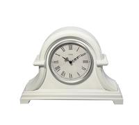 Lily's Home Non Ticking Mantel Clock - 13 x 10 inch Napoleon Desk and Shelf Clock with Quartz Movement, Ideal for Living Room, Vintage Desk, Retro Kitchen, Farmhouse Decor, Fireplace Mantle (White)