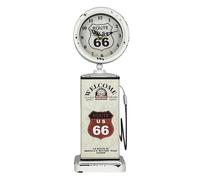 Lily's Home Old Fashioned Route 66 Gas Pump Mantle Clock, Silent-Non-Ticking with Quartz Movement, Makes an Ideal Gift for Antique Sign Collectors, White (13 1/2" x 4 3/4")