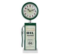 Lily's Home Old Fashioned Route 66 Gas Pump Mantle Clock, Silent-Non-Ticking with Quartz Movement, Makes an Ideal Gift for Antique Sign Collectors, Green (13 1/2" x 4 3/4")
