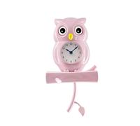 Lily's Home Pink Owl Pendulum Wall Clock with Revolving Eyes, Swinging Branch, Wall Mountable, Themed Bedroom Decor, Retro Wall Clock, Unique Wall Clocks, 8.2" W x 11.3" H